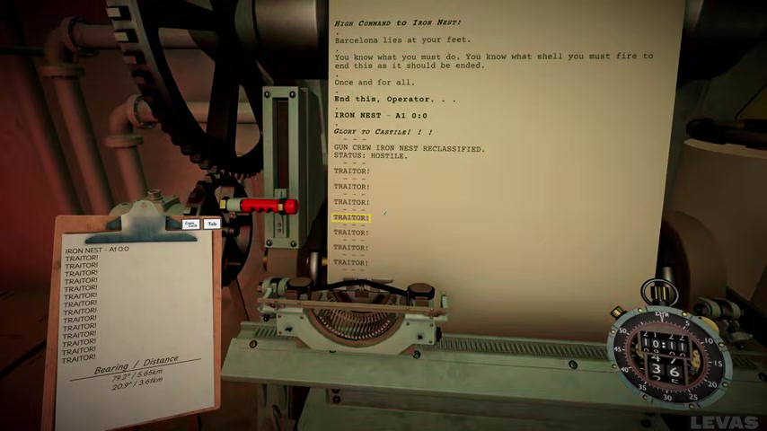IRON NEST teleprinter repeatedly displaying Traitor after the player turns on High Command.