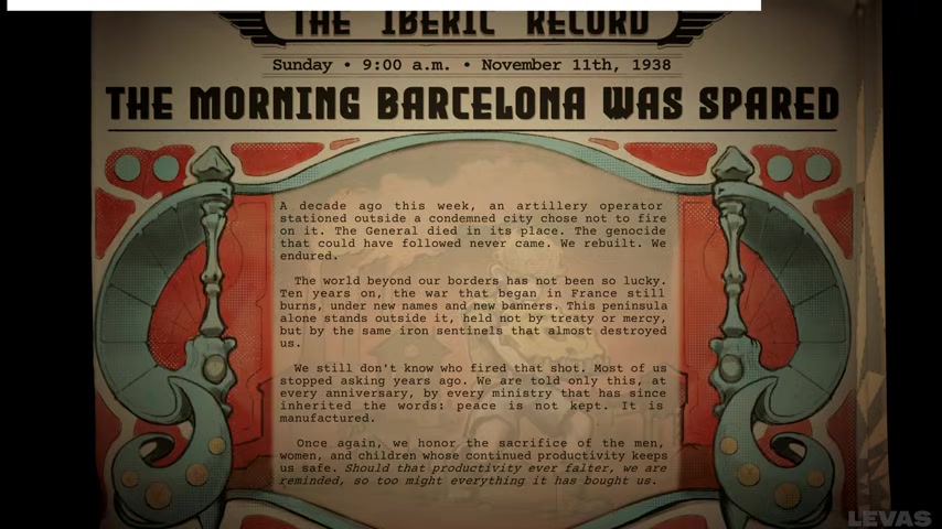 IRON NEST ending newspaper with the headline The Morning Barcelona Was Spared.