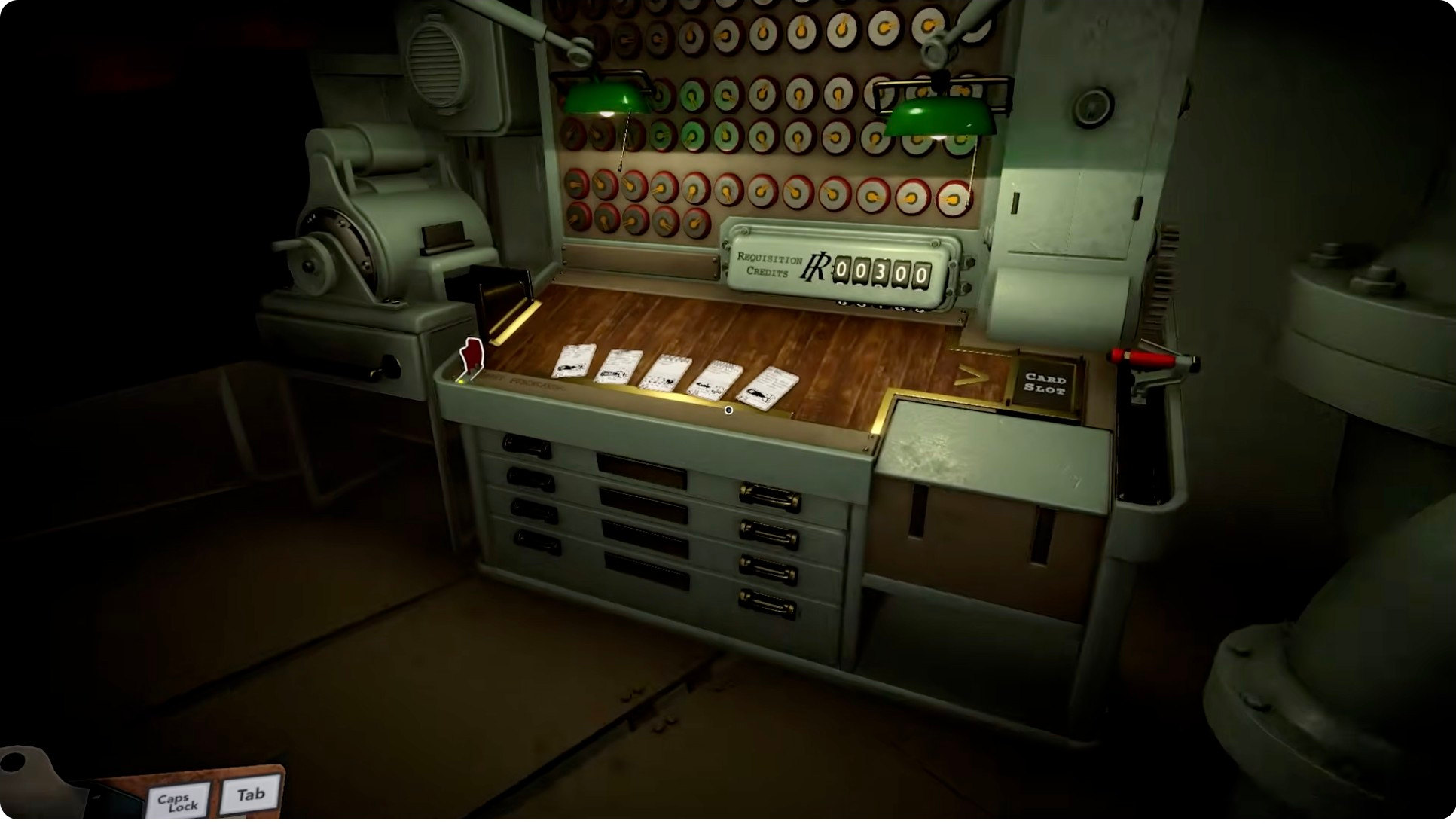 Requisition console showing "R 00300" at mission start