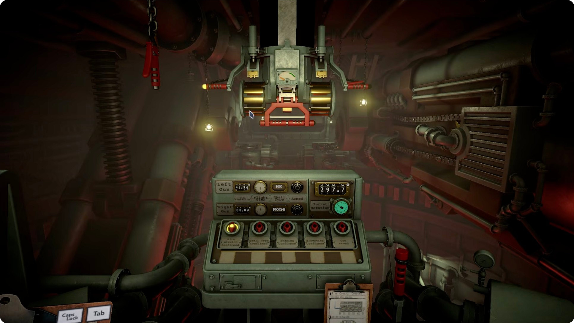 Turret controls and console view during the P4 recon phase