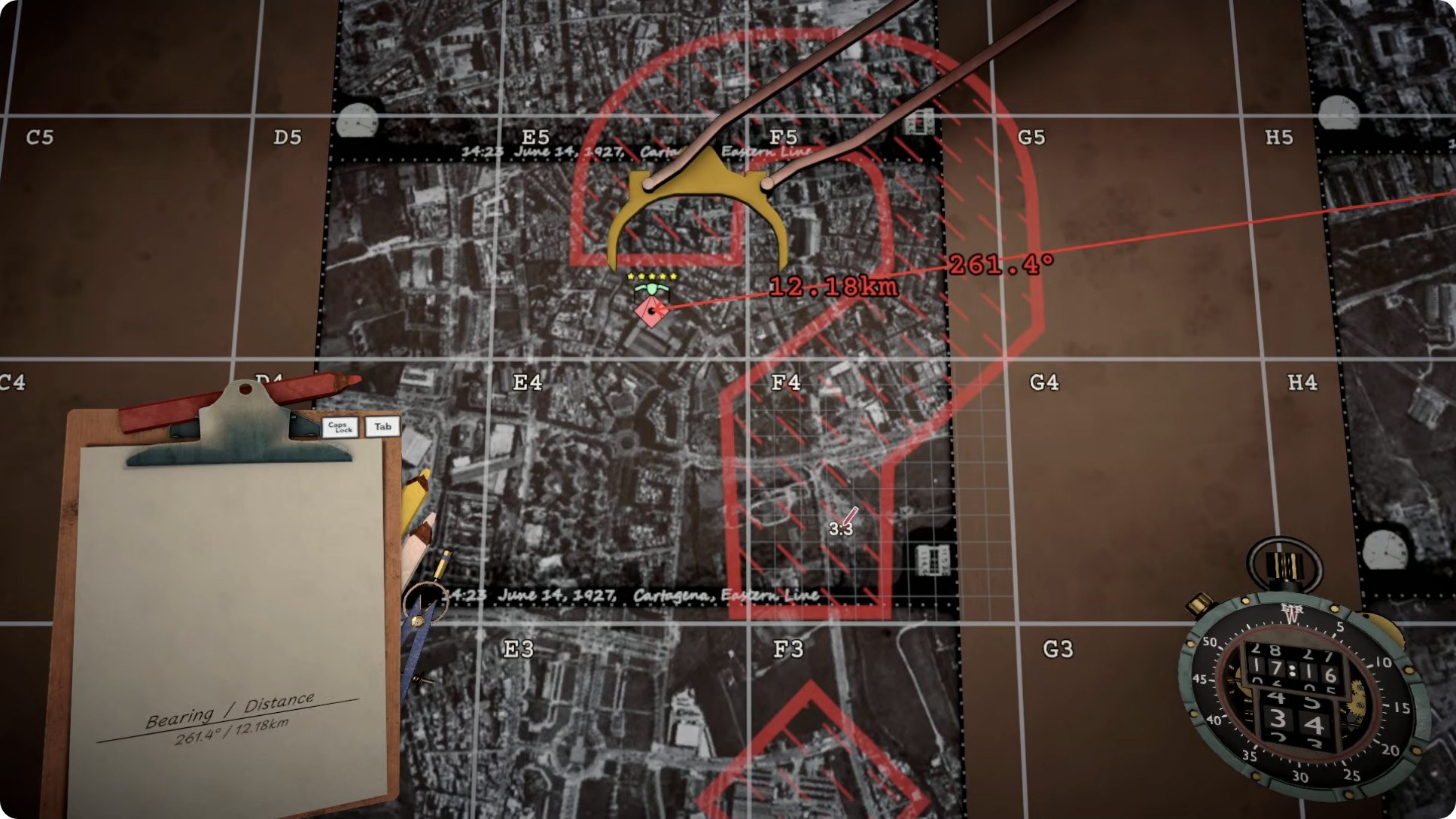 Tactical map showing red enemy fire lines converging on the Iron Nest position